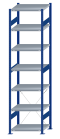 SCHULTE Steckregal, Fachbodenregale Stecksystem, Grundregal, einseitig nutzbar, H3000xB750xT600 mm, 7 Fachböden, Fachlast 250 kg, RAL 5010 enzianblau / verzinkt