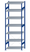 SCHULTE Steckregal, Fachbodenregale Stecksystem, Grundregal, einseitig nutzbar, H3000xB1000xT600 mm, 7 Fachböden, Fachlast 250 kg, RAL 5010 enzianblau / verzinkt