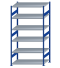 SCHULTE Steckregal, Fachbodenregale Stecksystem, Grundregal, beidseitig nutzbar, H2500xB1300xT800 mm, 6 Fachböden, Fachlast 250 kg, RAL 5010 enzianblau / verzinkt