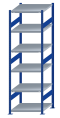 SCHULTE Steckregal, Fachbodenregale Stecksystem, Grundregal, beidseitig nutzbar, H2500xB750xT800 mm, 6 Fachböden, Fachlast 250 kg, RAL 5010 enzianblau / verzinkt