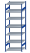 SCHULTE Steckregal, Fachbodenregale Stecksystem, Grundregal, beidseitig nutzbar, H3000xB1000xT800 mm, 7 Fachböden, Fachlast 250 kg, RAL 5010 enzianblau / verzinkt