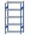 SCHULTE Steckregal, Fachbodenregale Stecksystem, Grundregal, einseitig nutzbar, H2000xB1000xT500 mm, 5 Fachböden, Fachlast 85 kg, RAL 5010 enzianblau / verzinkt