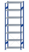 SCHULTE Steckregal, Fachbodenregale Stecksystem, Grundregal, einseitig nutzbar, H3000xB1000xT500 mm, 7 Fachböden, Fachlast 85 kg, RAL 5010 enzianblau / verzinkt