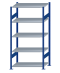 SCHULTE Steckregal, Fachbodenregale Stecksystem, Grundregal, beidseitig nutzbar, H2000xB1000xT600 mm, 5 Fachböden, Fachlast 85 kg, RAL 5010 enzianblau / verzinkt