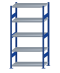 SCHULTE Steckregal, Fachbodenregale Stecksystem, Grundregal, beidseitig nutzbar, H2000xB1000xT500 mm, 5 Fachböden, Fachlast 330 kg, RAL 5010 enzianblau / verzinkt