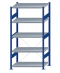 SCHULTE Steckregal, Fachbodenregale Stecksystem, Grundregal, einseitig nutzbar, H2000xB1000xT600 mm, 5 Fachböden, Fachlast 330 kg, RAL 5010 enzianblau / verzinkt