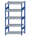 SCHULTE Steckregal, Fachbodenregale Stecksystem, Grundregal, beidseitig nutzbar, H2000xB1000xT600 mm, 5 Fachböden, Fachlast 330 kg, RAL 5010 enzianblau / verzinkt