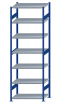 SCHULTE Steckregal, Fachbodenregale Stecksystem, Grundregal, beidseitig nutzbar, H3000xB1000xT600 mm, 7 Fachböden, Fachlast 330 kg, RAL 5010 enzianblau / verzinkt