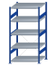 SCHULTE Steckregal, Fachbodenregale Stecksystem, Grundregal, einseitig nutzbar, H2000xB1000xT800 mm, 5 Fachböden, Fachlast 330 kg, RAL 5010 enzianblau / verzinkt