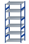 SCHULTE Steckregal, Fachbodenregale Stecksystem, Grundregal, beidseitig nutzbar, H2500xB1000xT800 mm, 6 Fachböden, Fachlast 330 kg, RAL 5010 enzianblau / verzinkt