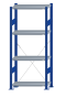 SCHULTE Steckregal, Fachbodenregale Stecksystem, Grundregal, einseitig nutzbar, H1800xB750xT300 mm, 4 Fachböden, Fachlast 250 kg, RAL 5010 enzianblau / verzinkt