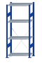 SCHULTE Steckregal, Fachbodenregale Stecksystem, Grundregal, einseitig nutzbar, H1800xB750xT400 mm, 4 Fachböden, Fachlast 150 kg, RAL 5010 enzianblau / verzinkt