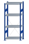 SCHULTE Steckregal, Fachbodenregale Stecksystem, Grundregal, einseitig nutzbar, H1800xB750xT400 mm, 4 Fachböden, Fachlast 250 kg, RAL 5010 enzianblau / verzinkt