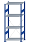 SCHULTE Steckregal, Fachbodenregale Stecksystem, Grundregal, einseitig nutzbar, H1800xB750xT500 mm, 4 Fachböden, Fachlast 150 kg, RAL 5010 enzianblau / verzinkt