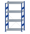 SCHULTE Steckregal, Fachbodenregale Stecksystem, Grundregal, einseitig nutzbar, H1800xB1000xT500 mm, 4 Fachböden, Fachlast 330 kg, RAL 5010 enzianblau / verzinkt