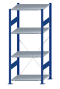 SCHULTE Steckregal, Fachbodenregale Stecksystem, Grundregal, einseitig nutzbar, H1800xB750xT600 mm, 4 Fachböden, Fachlast 150 kg, RAL 5010 enzianblau / verzinkt