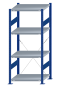 SCHULTE Steckregal, Fachbodenregale Stecksystem, Grundregal, einseitig nutzbar, H1800xB750xT600 mm, 4 Fachböden, Fachlast 250 kg, RAL 5010 enzianblau / verzinkt