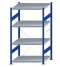 SCHULTE Steckregal, Fachbodenregale Stecksystem, Grundregal, einseitig nutzbar, H1800xB1000xT800 mm, 4 Fachböden, Fachlast 250 kg, RAL 5010 enzianblau / verzinkt