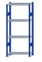 SCHULTE Steckregal, Fachbodenregale Stecksystem, Grundregal, beidseitig nutzbar, H1800xB750xT350 mm, 4 Fachböden, Fachlast 85 kg, RAL 5010 enzianblau / verzinkt