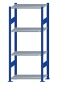 SCHULTE Steckregal, Fachbodenregale Stecksystem, Grundregal, beidseitig nutzbar, H1800xB750xT400 mm, 4 Fachböden, Fachlast 150 kg, RAL 5010 enzianblau / verzinkt