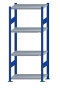 SCHULTE Steckregal, Fachbodenregale Stecksystem, Grundregal, beidseitig nutzbar, H1800xB750xT400 mm, 4 Fachböden, Fachlast 250 kg, RAL 5010 enzianblau / verzinkt