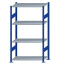SCHULTE Steckregal, Fachbodenregale Stecksystem, Grundregal, beidseitig nutzbar, H1800xB1000xT500 mm, 4 Fachböden, Fachlast 85 kg, RAL 5010 enzianblau / verzinkt