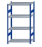 SCHULTE Steckregal, Fachbodenregale Stecksystem, Grundregal, beidseitig nutzbar, H1800xB1000xT500 mm, 4 Fachböden, Fachlast 250 kg, RAL 5010 enzianblau / verzinkt