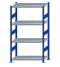 SCHULTE Steckregal, Fachbodenregale Stecksystem, Grundregal, beidseitig nutzbar, H1800xB1000xT500 mm, 4 Fachböden, Fachlast 330 kg, RAL 5010 enzianblau / verzinkt