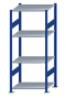 SCHULTE Steckregal, Fachbodenregale Stecksystem, Grundregal, beidseitig nutzbar, H1800xB750xT600 mm, 4 Fachböden, Fachlast 150 kg, RAL 5010 enzianblau / verzinkt