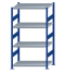 SCHULTE Steckregal, Fachbodenregale Stecksystem, Grundregal, beidseitig nutzbar, H1800xB1000xT600 mm, 4 Fachböden, Fachlast 330 kg, RAL 5010 enzianblau / verzinkt