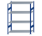 SCHULTE Steckregal, Fachbodenregale Stecksystem, Grundregal, beidseitig nutzbar, H1800xB1300xT600 mm, 4 Fachböden, Fachlast 150 kg, RAL 5010 enzianblau / verzinkt