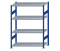 SCHULTE Steckregal, Fachbodenregale Stecksystem, Grundregal, beidseitig nutzbar, H1800xB1300xT600 mm, 4 Fachböden, Fachlast 250 kg, RAL 5010 enzianblau / verzinkt