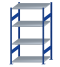 SCHULTE Steckregal, Fachbodenregale Stecksystem, Grundregal, beidseitig nutzbar, H1800xB1000xT800 mm, 4 Fachböden, Fachlast 150 kg, RAL 5010 enzianblau / verzinkt