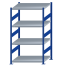 SCHULTE Steckregal, Fachbodenregale Stecksystem, Grundregal, beidseitig nutzbar, H1800xB1000xT800 mm, 4 Fachböden, Fachlast 330 kg, RAL 5010 enzianblau / verzinkt