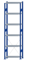 SCHULTE Steckregal, Fachbodenregale Stecksystem, Grundregal, einseitig nutzbar, H2750xB750xT300 mm, 6 Fachböden, Fachlast 150 kg, RAL 5010 enzianblau / verzinkt
