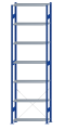 SCHULTE Steckregal, Fachbodenregale Stecksystem, Grundregal, einseitig nutzbar, H3500xB1000xT300 mm, 7 Fachböden, Fachlast 150 kg, RAL 5010 enzianblau / verzinkt