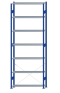 SCHULTE Steckregal, Fachbodenregale Stecksystem, Grundregal, einseitig nutzbar, H3500xB1300xT300 mm, 7 Fachböden, Fachlast 85 kg, RAL 5010 enzianblau / verzinkt