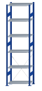 SCHULTE Steckregal, Fachbodenregale Stecksystem, Grundregal, einseitig nutzbar, H2750xB750xT400 mm, 6 Fachböden, Fachlast 150 kg, RAL 5010 enzianblau / verzinkt