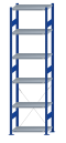 SCHULTE Steckregal, Fachbodenregale Stecksystem, Grundregal, einseitig nutzbar, H2750xB750xT400 mm, 6 Fachböden, Fachlast 250 kg, RAL 5010 enzianblau / verzinkt