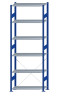 SCHULTE Steckregal, Fachbodenregale Stecksystem, Grundregal, einseitig nutzbar, H2750xB1000xT400 mm, 6 Fachböden, Fachlast 150 kg, RAL 5010 enzianblau / verzinkt