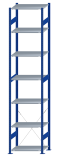 SCHULTE Steckregal, Fachbodenregale Stecksystem, Grundregal, einseitig nutzbar, H3500xB750xT500 mm, 7 Fachböden, Fachlast 150 kg, RAL 5010 enzianblau / verzinkt