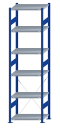 SCHULTE Steckregal, Fachbodenregale Stecksystem, Grundregal, einseitig nutzbar, H2750xB750xT500 mm, 6 Fachböden, Fachlast 250 kg, RAL 5010 enzianblau / verzinkt