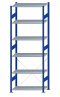 SCHULTE Steckregal, Fachbodenregale Stecksystem, Grundregal, einseitig nutzbar, H2750xB1000xT500 mm, 6 Fachböden, Fachlast 85 kg, RAL 5010 enzianblau / verzinkt