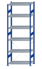 SCHULTE Steckregal, Fachbodenregale Stecksystem, Grundregal, einseitig nutzbar, H2750xB1000xT500 mm, 6 Fachböden, Fachlast 250 kg, RAL 5010 enzianblau / verzinkt