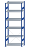 SCHULTE Steckregal, Fachbodenregale Stecksystem, Grundregal, einseitig nutzbar, H2750xB1000xT500 mm, 6 Fachböden, Fachlast 330 kg, RAL 5010 enzianblau / verzinkt