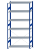 SCHULTE Steckregal, Fachbodenregale Stecksystem, Grundregal, einseitig nutzbar, H2750xB1300xT500 mm, 6 Fachböden, Fachlast 150 kg, RAL 5010 enzianblau / verzinkt
