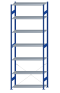 SCHULTE Steckregal, Fachbodenregale Stecksystem, Grundregal, einseitig nutzbar, H3500xB1300xT500 mm, 7 Fachböden, Fachlast 150 kg, RAL 5010 enzianblau / verzinkt