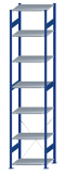SCHULTE Steckregal, Fachbodenregale Stecksystem, Grundregal, einseitig nutzbar, H3500xB750xT600 mm, 7 Fachböden, Fachlast 150 kg, RAL 5010 enzianblau / verzinkt