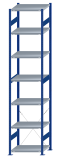 SCHULTE Steckregal, Fachbodenregale Stecksystem, Grundregal, einseitig nutzbar, H3500xB750xT600 mm, 7 Fachböden, Fachlast 250 kg, RAL 5010 enzianblau / verzinkt