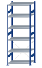 SCHULTE Steckregal, Fachbodenregale Stecksystem, Grundregal, einseitig nutzbar, H2750xB1000xT600 mm, 6 Fachböden, Fachlast 85 kg, RAL 5010 enzianblau / verzinkt